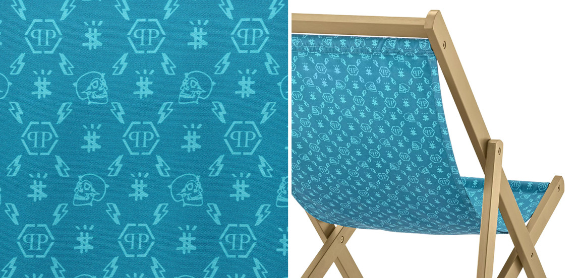 Кресло Philipp Plein Deck Chair Голубое