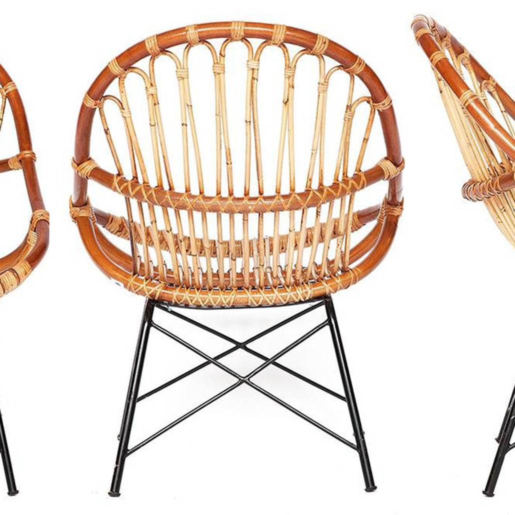 Кресло Rattan Wicker Chair Red Carcass