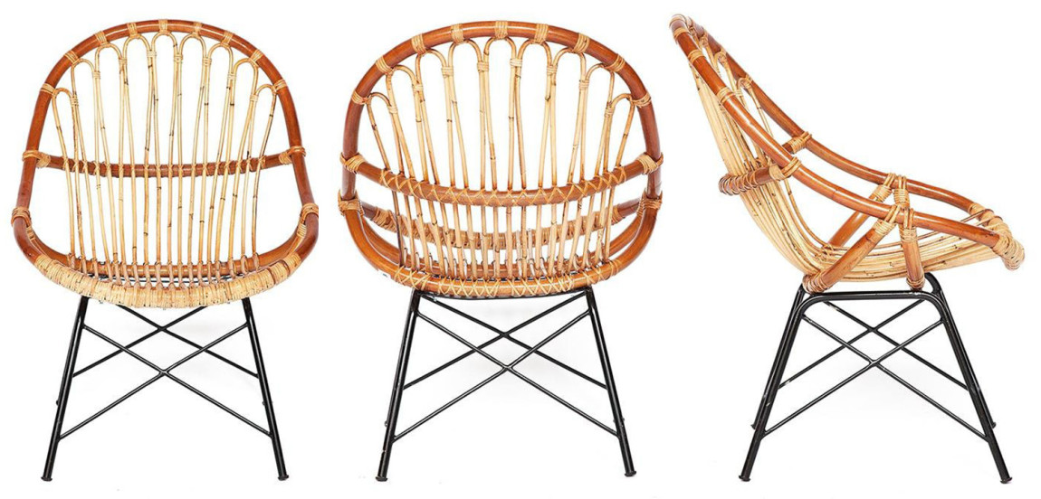 Кресло Rattan Wicker Chair Red Carcass