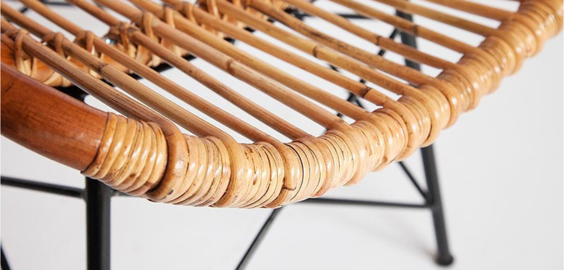 Кресло Rattan Wicker Chair Red Carcass