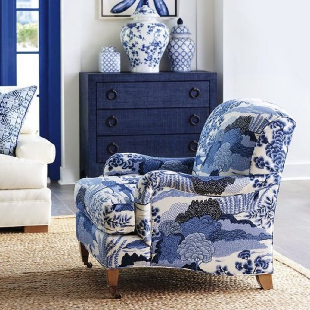 Кресло Trumann Club Chair Blue Landscape синий пейзаж