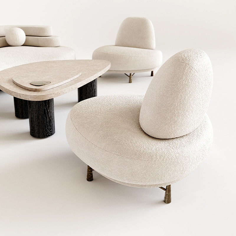 Кресло Vinsen обивка букле молочного цвета