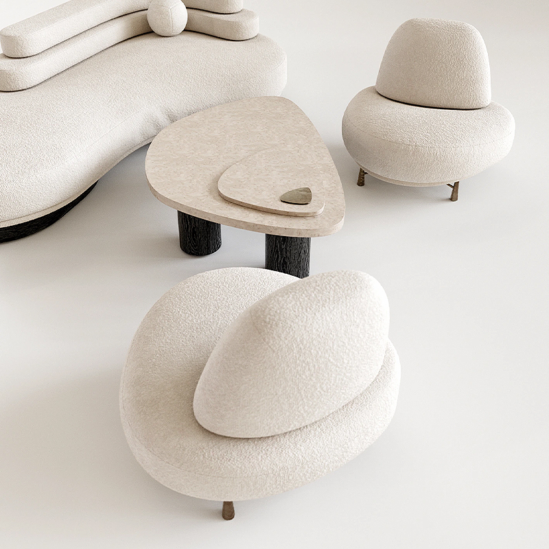 Кресло Vinsen обивка букле молочного цвета