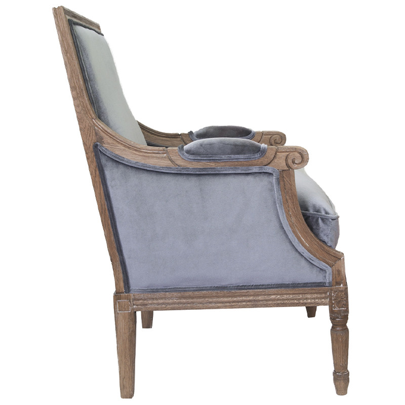 Кресло William Classical Armchair grey velvet