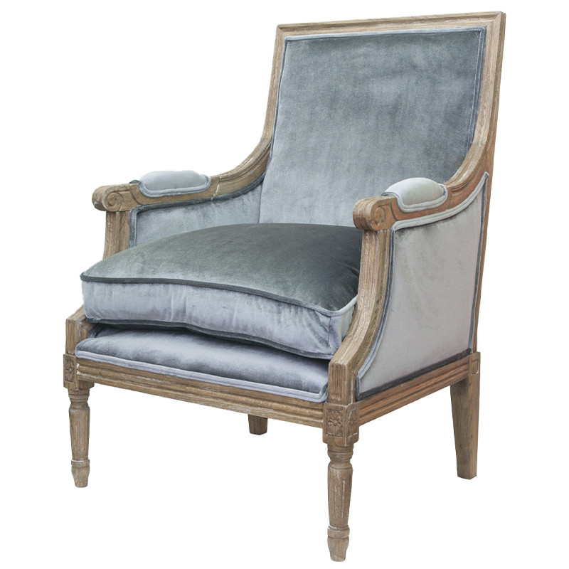 Кресло William Classical Armchair grey velvet