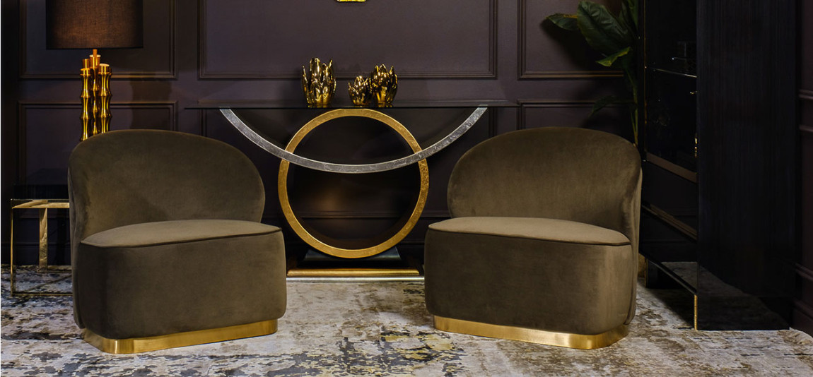 Кресло Zion DARK OLIVE WITH GOLD