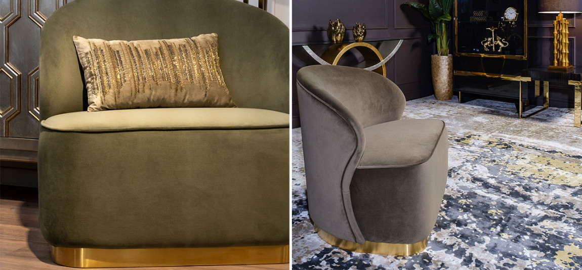 Кресло Zion DARK OLIVE WITH GOLD