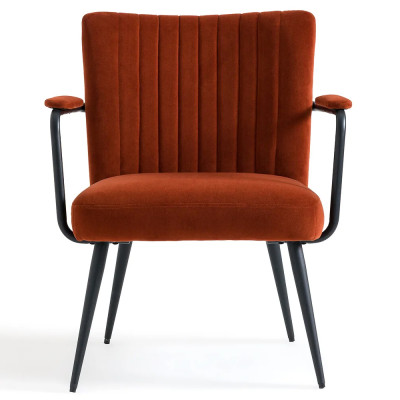 Кресло бархатное с подлокотниками на металлическом каркасе Oriel Retro Armchair