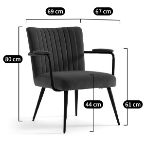 Кресло бархатное с подлокотниками на металлическом каркасе Oriel Retro Armchair