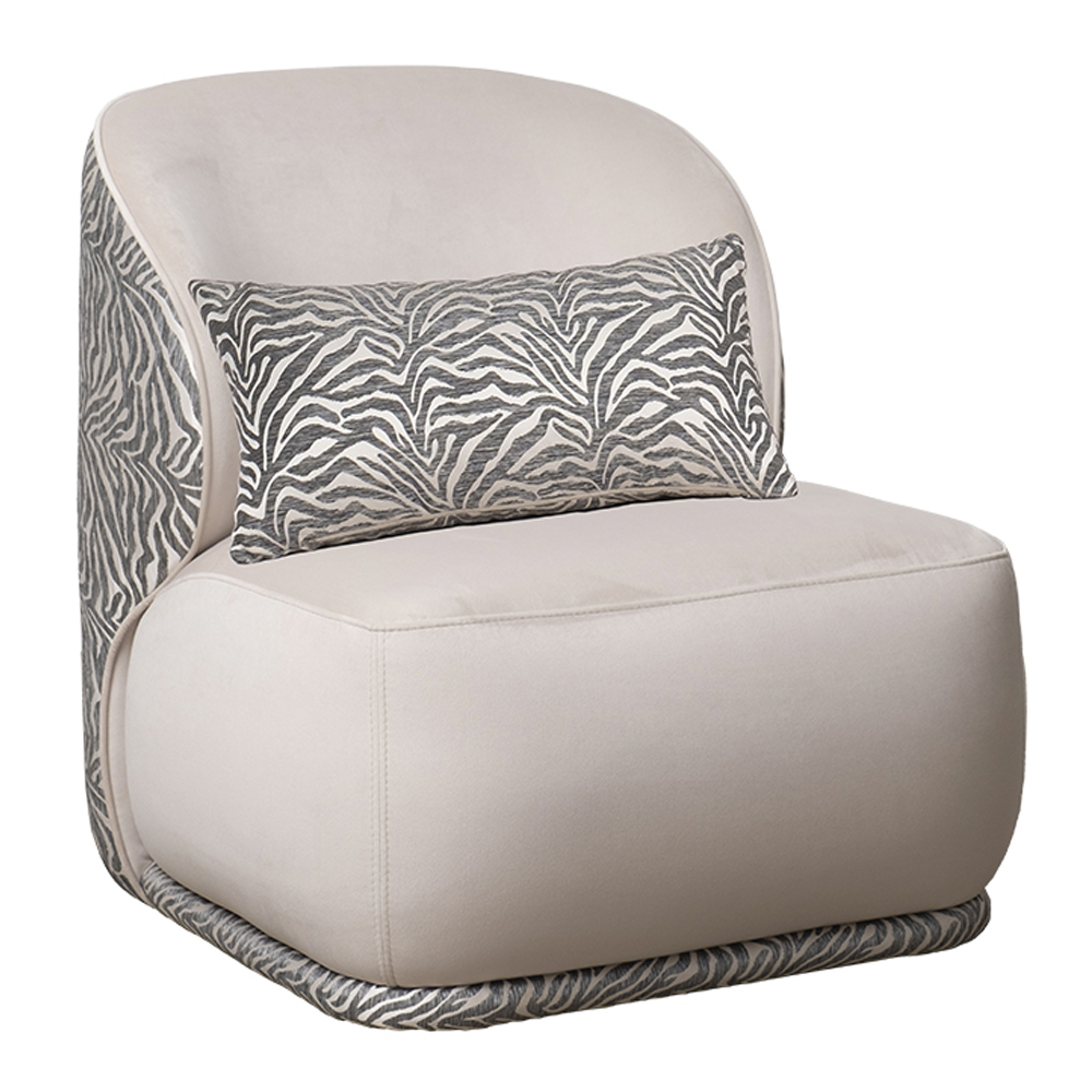 Кресло без подлокотников бежевое с принтом Macrocosm