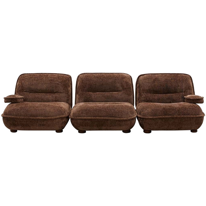 Кресло без подлокотников коричневое ну круглых деревянных ножках Loup Plush Armchair Brown