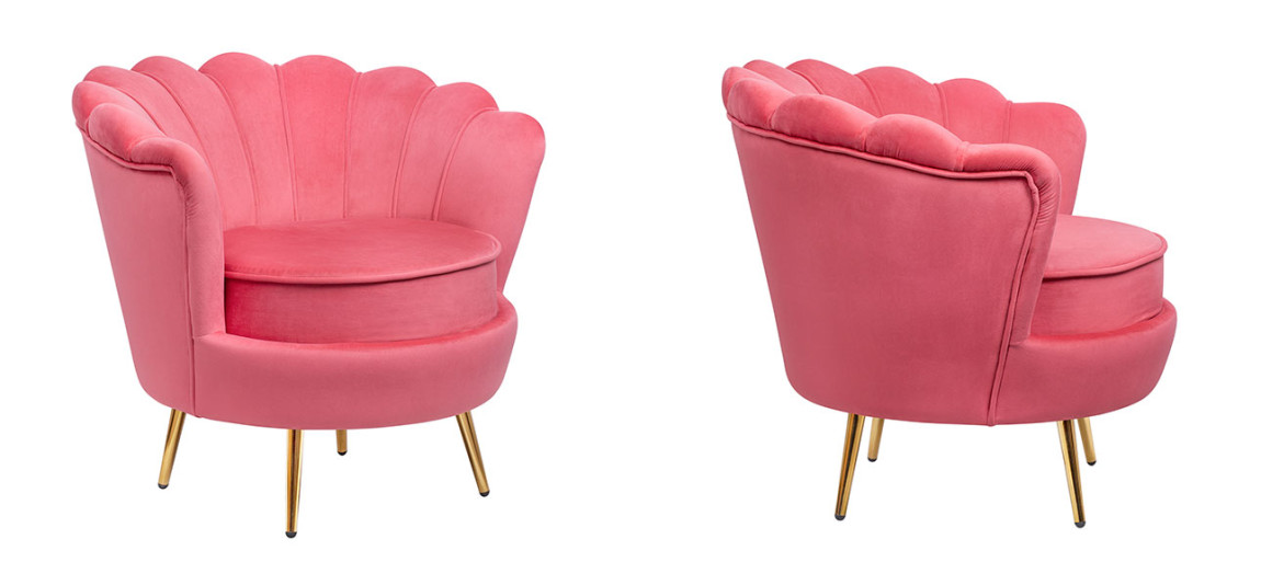 Кресло велюр коралловый Coral Flower