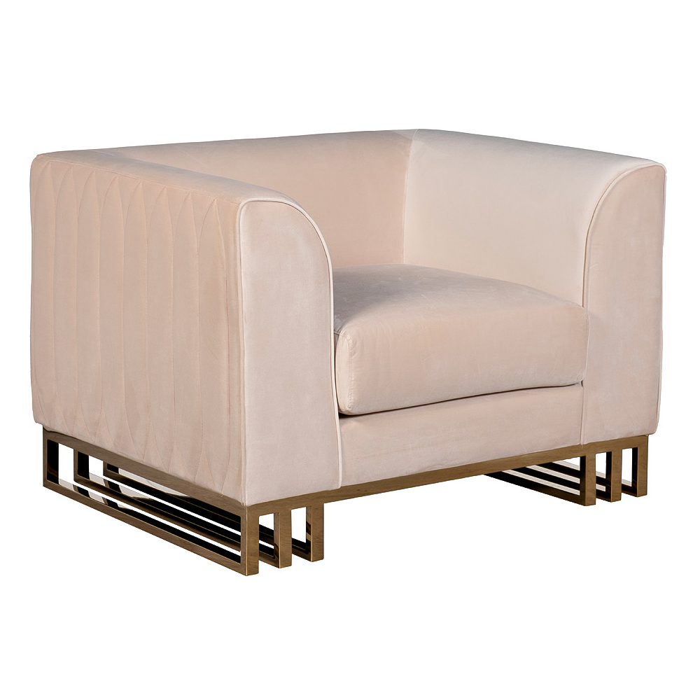 Кресло велюровое бежевое Cubic Silhouette