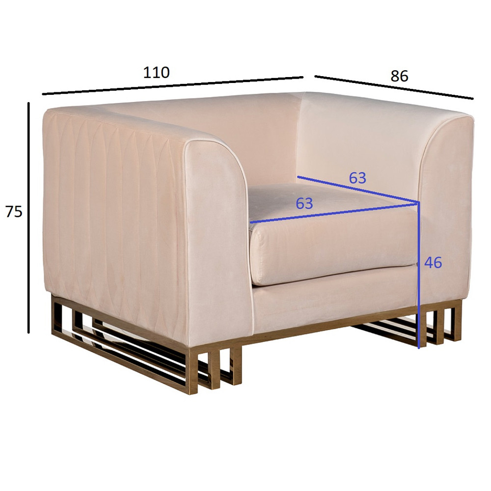 Кресло велюровое бежевое Cubic Silhouette