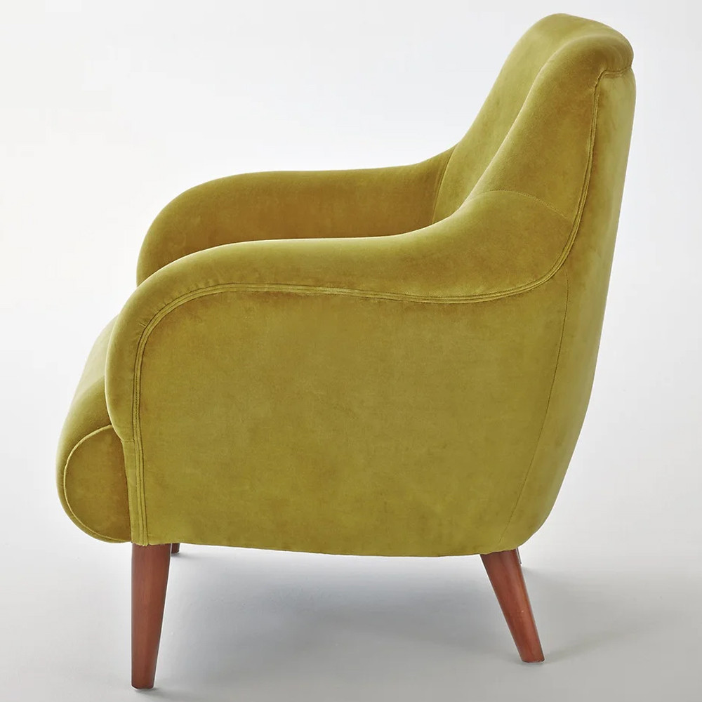 Кресло велюровое горчичного цвета Diaspro Mustard Armchair