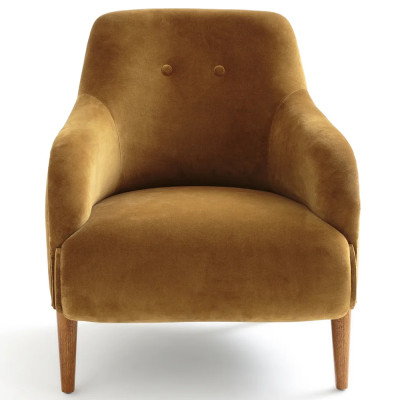 Кресло велюровое золотистого цвета Diaspro Gold Armchair