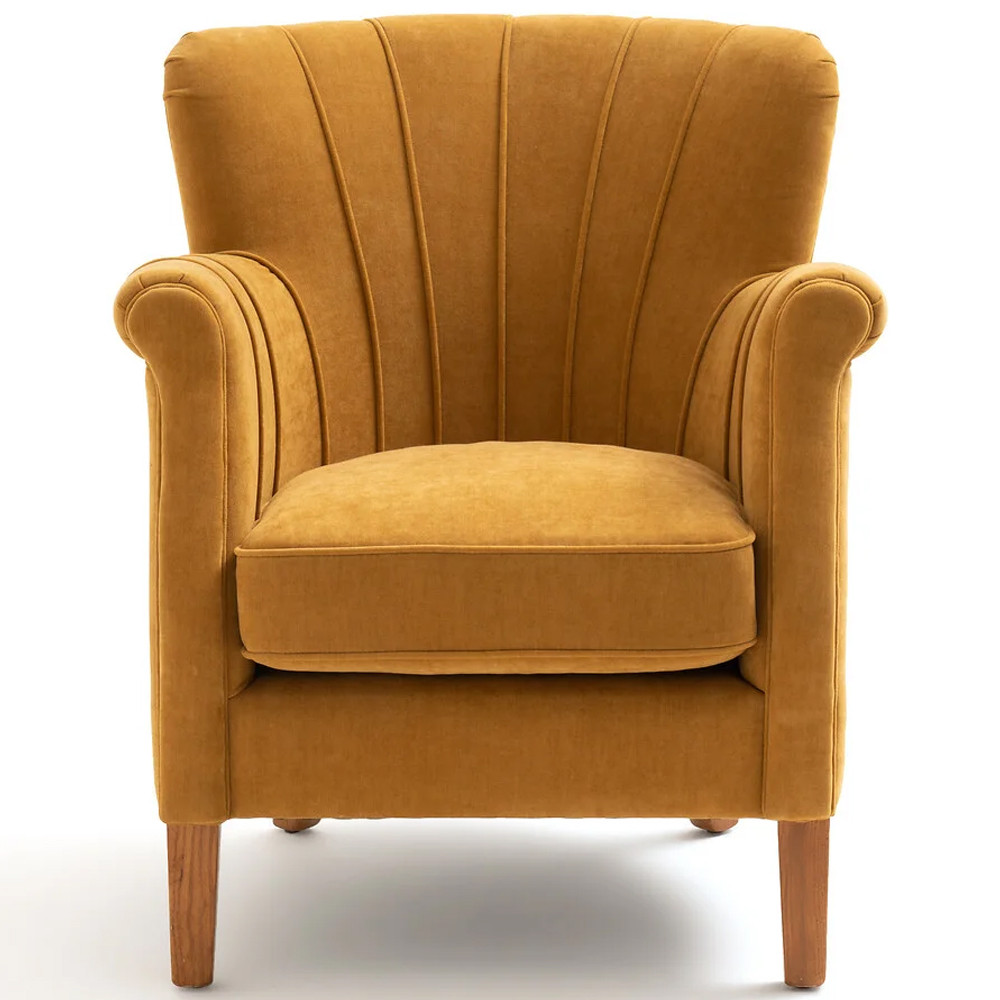 Кресло велюровое на ножках из массива ясеня Jessie Armchair