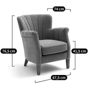 Кресло велюровое на ножках из массива ясеня Jessie Armchair