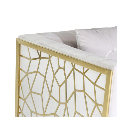 Кресло велюровое серое с фактурным каркасом золотистого цвета Best Traits