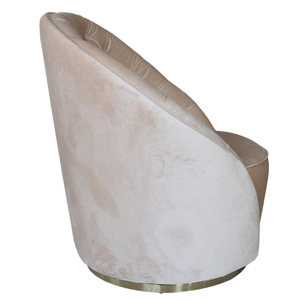 Кресло вращающееся велюровое кремовое Rotation