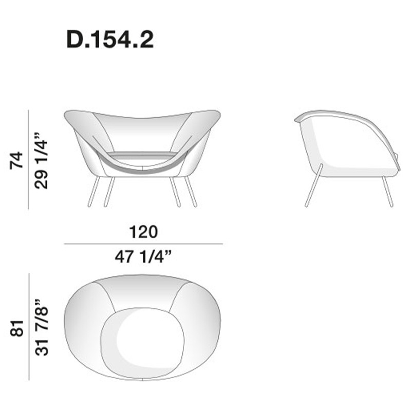 Кресло дизайнерское форма Gio Ponti Armchair