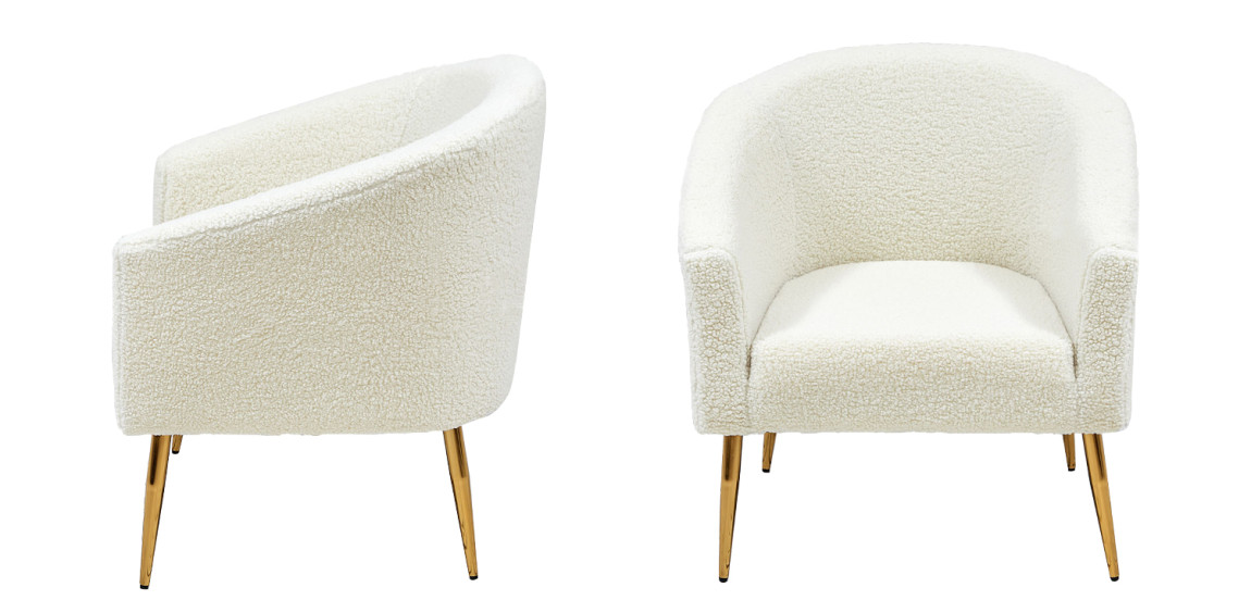 Кресло из белой ткани букле Boucle Luisa Armchair