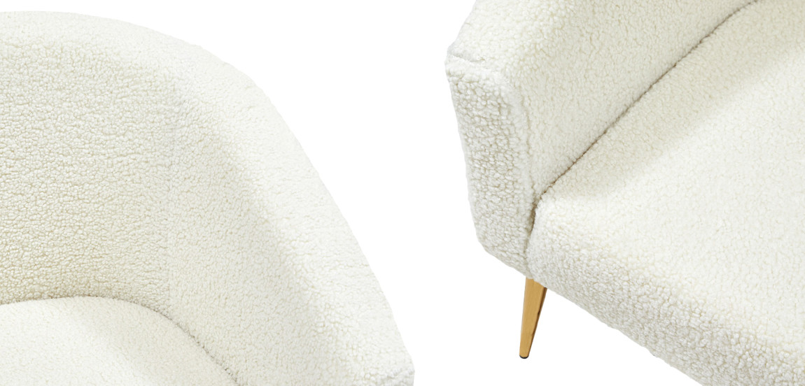 Кресло из белой ткани букле Boucle Luisa Armchair
