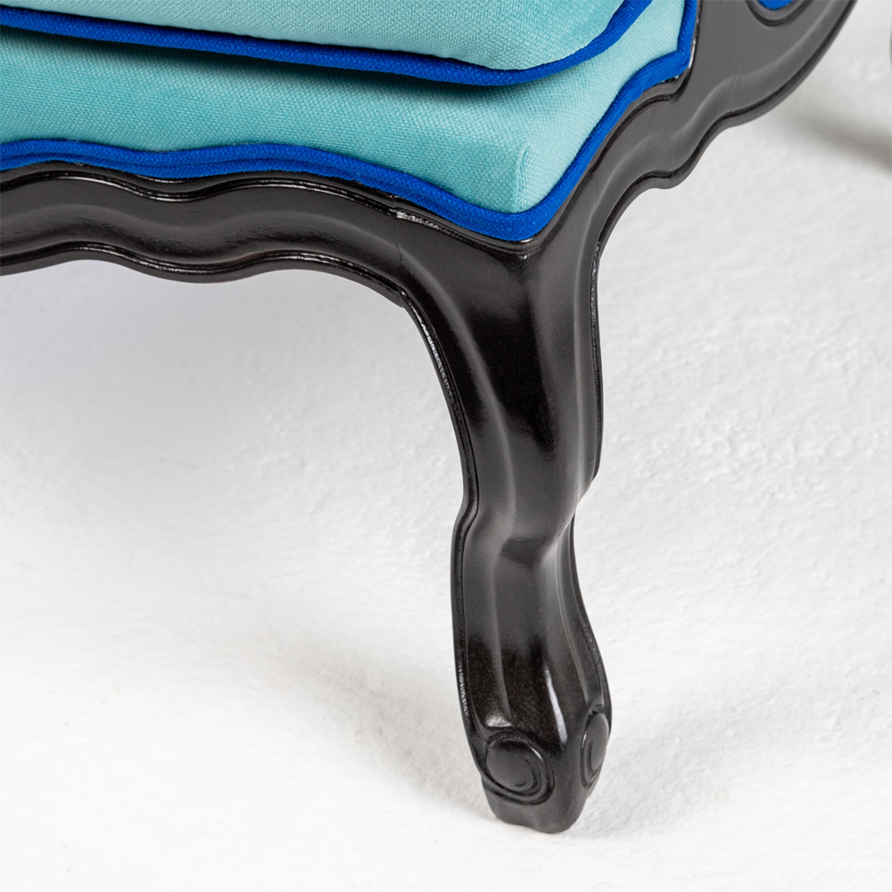 Кресло из натурального бука бирюзовое с изображением птиц и цветов Turquoise Chinoiserie Garden Armchair