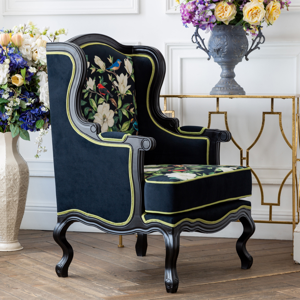 Кресло из натурального бука с изображением птиц и цветов Blooming Birds