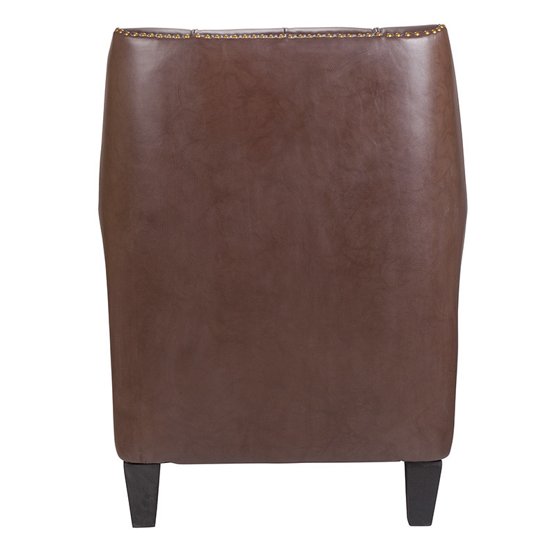 Кресло из натуральной кожи c мягкими подлокотниками на 4-х деревянных ножках из массива бука Joseph Armchair brown