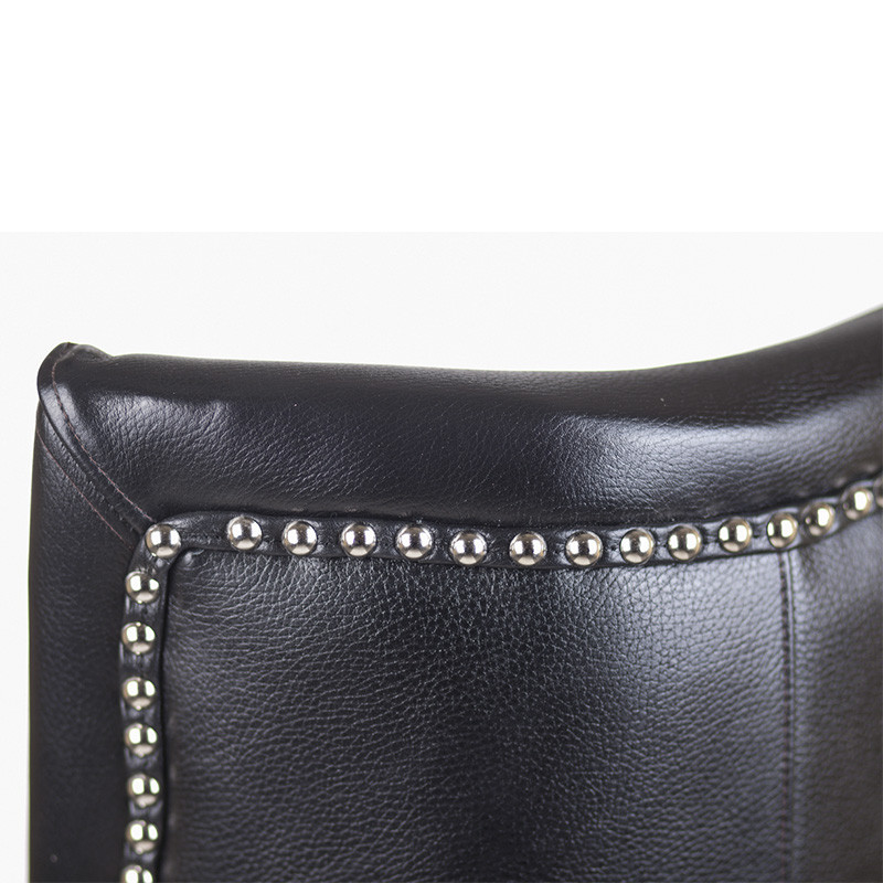 Кресло из натуральной кожи на 4-х деревянных ножках из массива бука Daniel Leather Armchair black