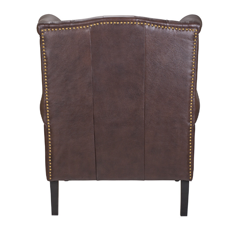 Кресло из натуральной кожи на 4-х деревянных ножках из массива бука Thomas Armchair brown