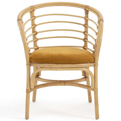 Кресло из ротанга с сиденьем из велюра Vini Rattan Armchair
