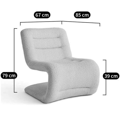 Кресло изогнутое с обивкой из ткани букле Smooth Bend Boucle Chair