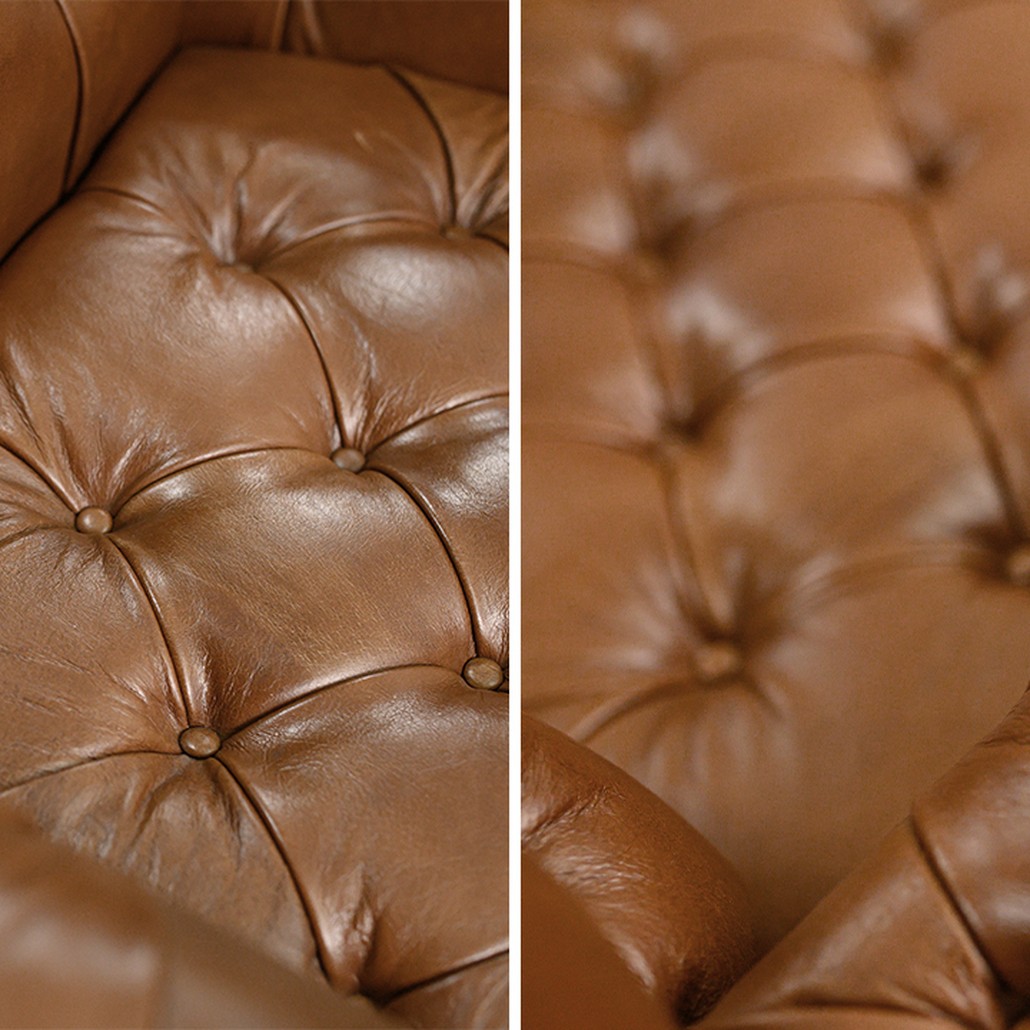 Кресло кожаное Bastien Leather Brown Armchair