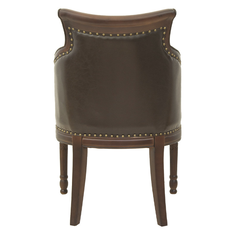 Кресло кожаное на 4-х деревянных ножках из массива березы Ethan Armchair brown