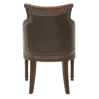 Кресло кожаное на 4-х деревянных ножках из массива березы Ethan Armchair brown
