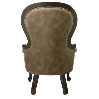 Кресло кожаное с мягкими подлокотниками на 4-х деревянных ножках Evelyn Classical Armchair