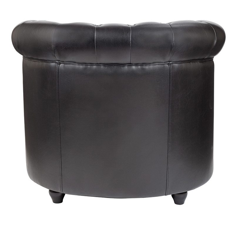 Кресло кожаное с мягкими подлокотниками на 4-х деревянных ножках Logan Leather Armchair black