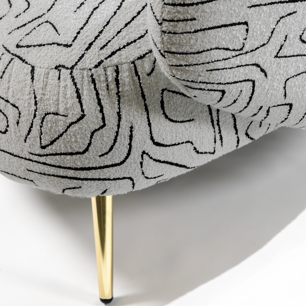 Кресло мягкое с принтом на золотистых ножках Onlooker