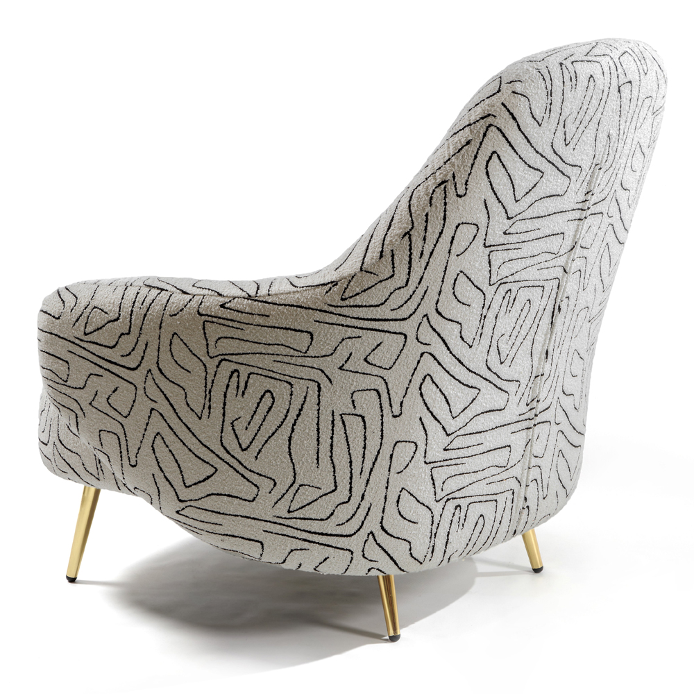 Кресло мягкое с принтом на золотистых ножках Onlooker