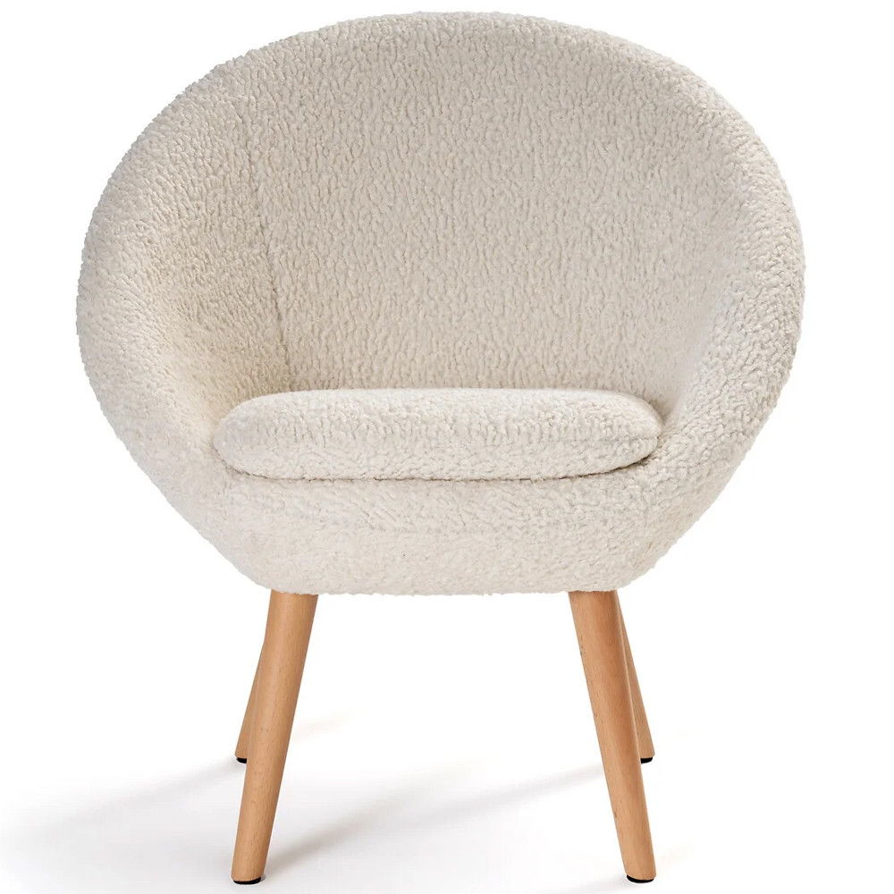 Кресло на деревянных ножках с обивкой из ткани букле Aldo Boucle Armchair
