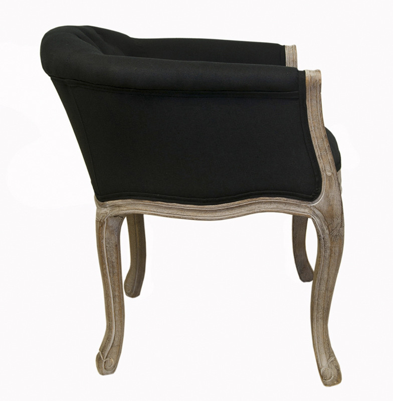 Кресло низкое в стиле прованс Louis French Armchair black flax