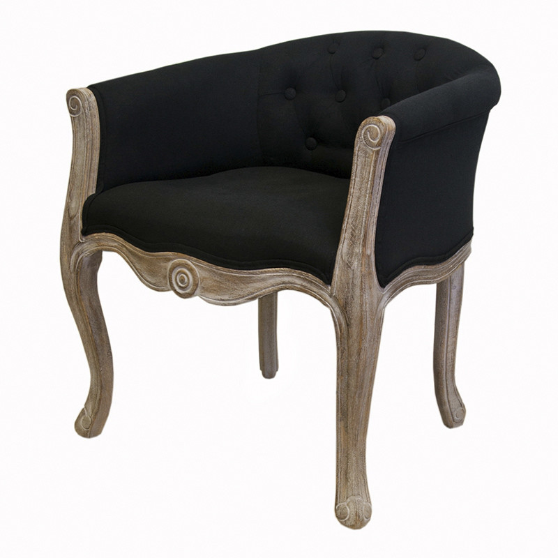 Кресло низкое в стиле прованс Louis French Armchair black flax