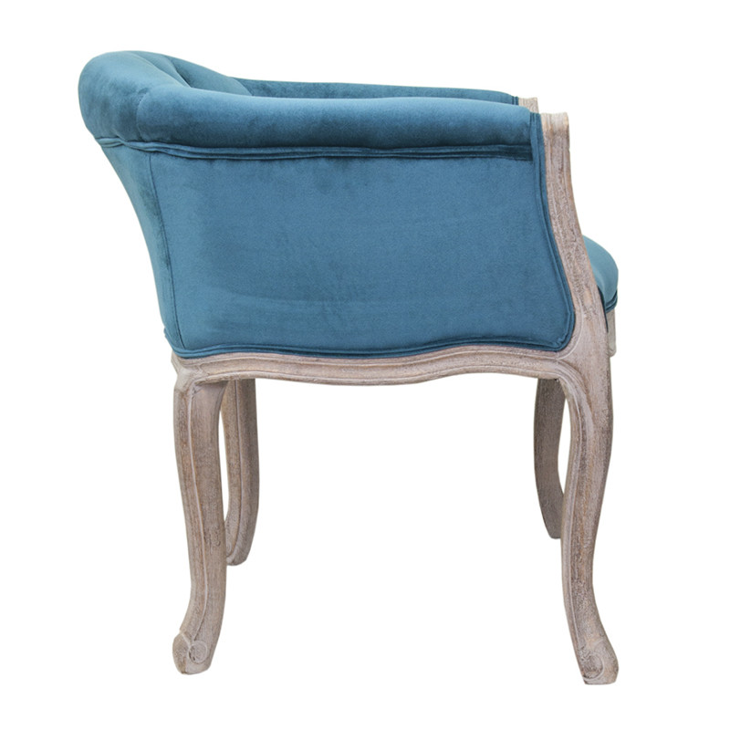 Кресло низкое в стиле прованс Louis French Armchair blue velour