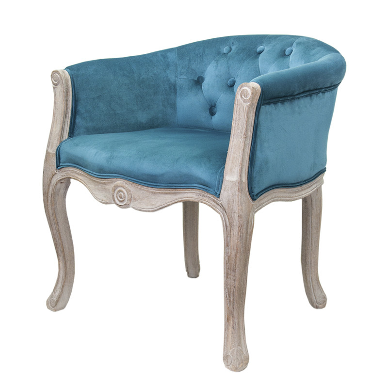 Кресло низкое в стиле прованс Louis French Armchair blue velour