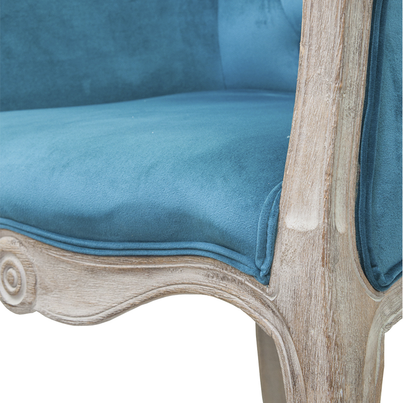 Кресло низкое в стиле прованс Louis French Armchair blue velour