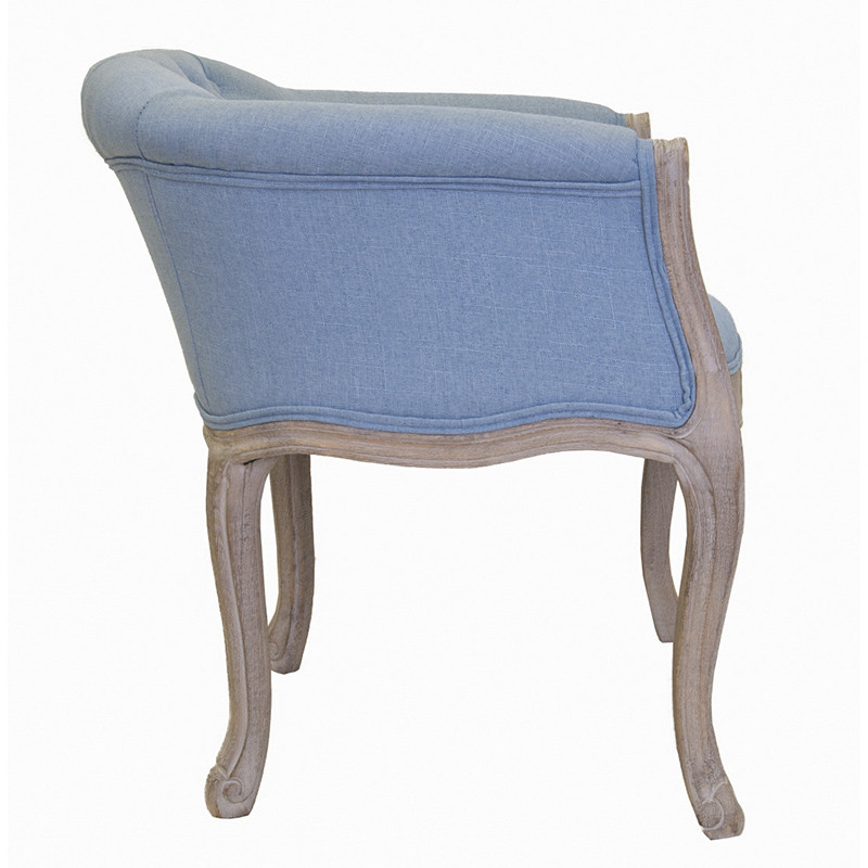 Кресло низкое в стиле прованс Louis French Armchair light blue flax