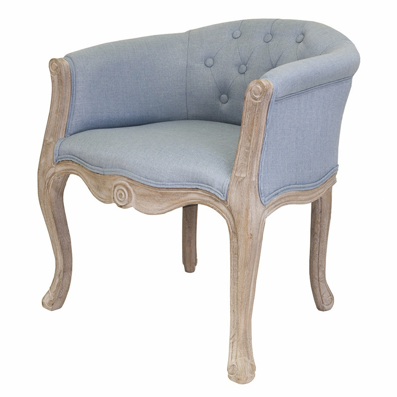 Кресло низкое в стиле прованс Louis French Armchair light blue flax