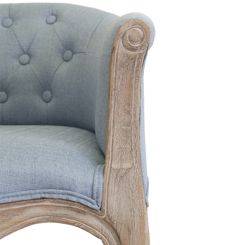 Кресло низкое в стиле прованс Louis French Armchair light blue flax